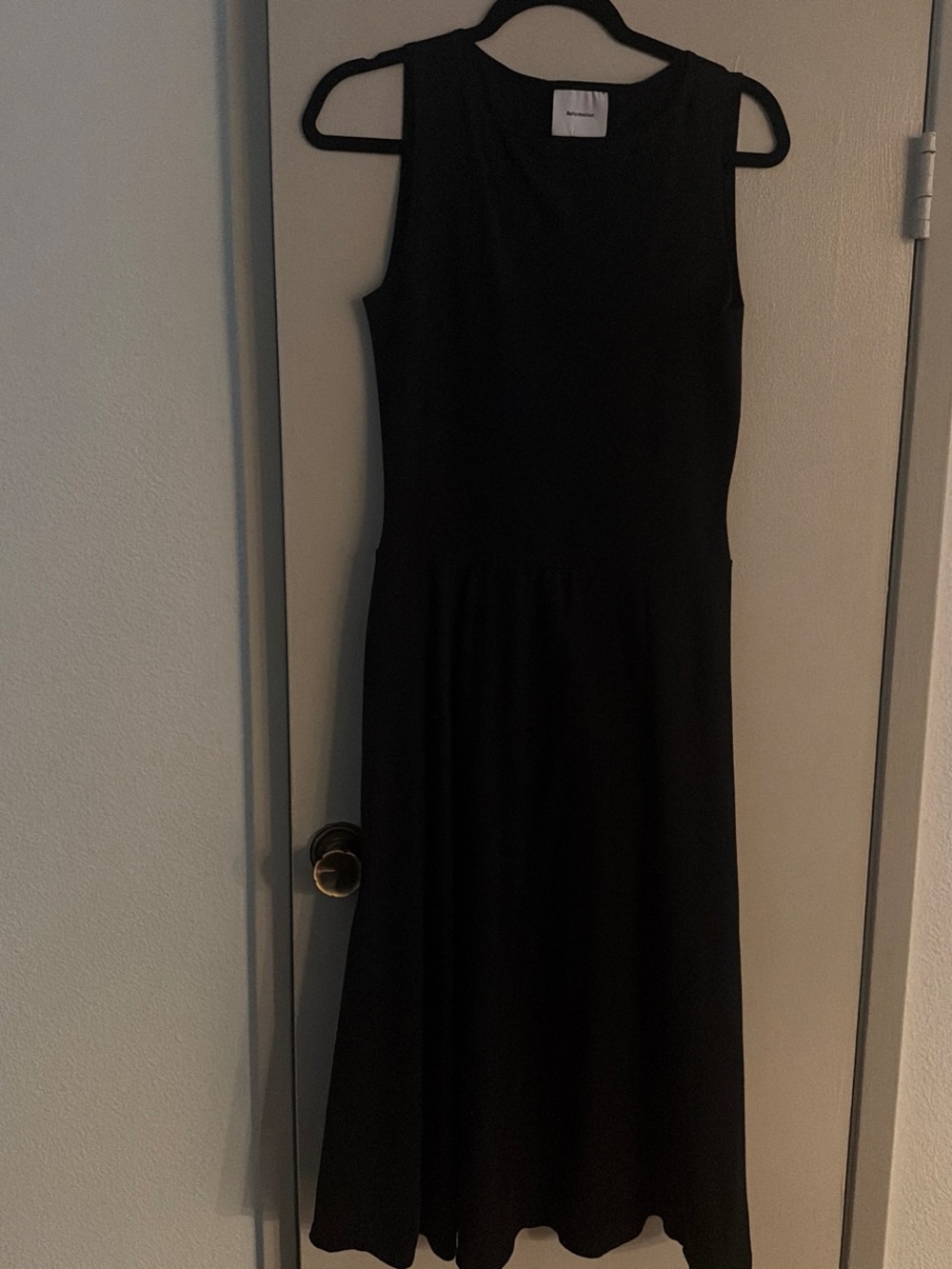 Reformation Black Sleeveless drop waist Maxi Dress with Clean Silhouette